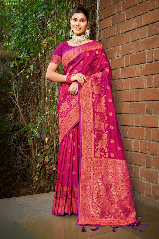 Magenta Colour Woven Work Silk Saree SD1101816