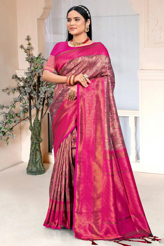 Magenta Colour Woven Work Silk Saree SD1102270
