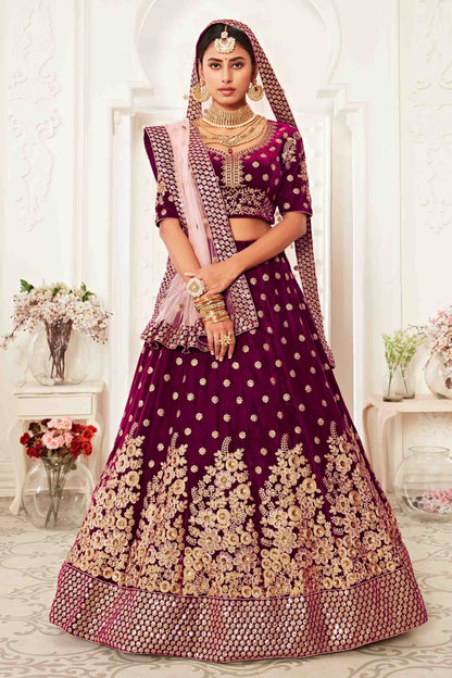 Magenta Velvet Designer Lehenga Choli LC1010147
