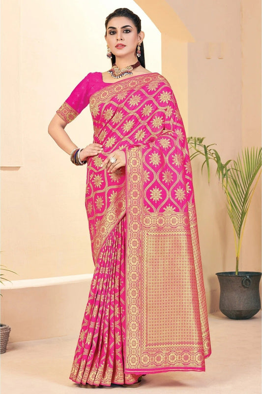 Magenta and Pink Colour Banarasi Silk Woven Saree SD1100219