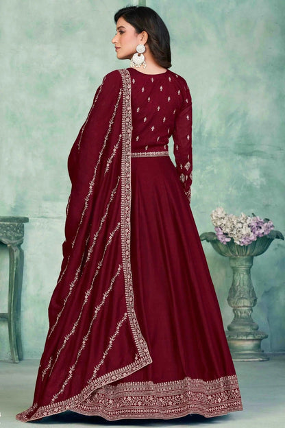 Maroon Colour Art Silk Anarkali Suit SM1050720 B