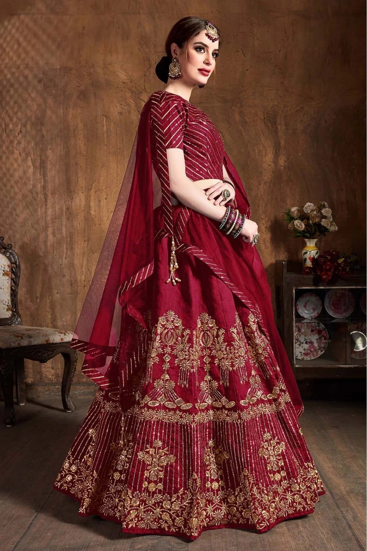 Maroon Colour Art Silk Lehenga Choli LC1010075 A
