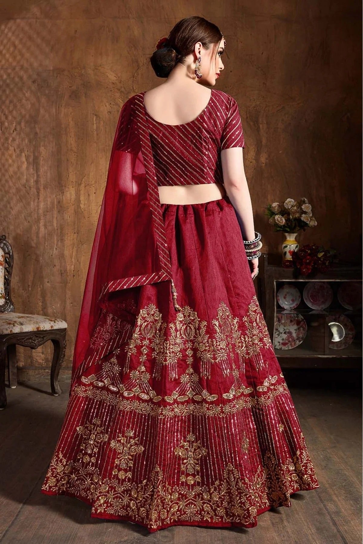Maroon Colour Art Silk Lehenga Choli LC1010075 B