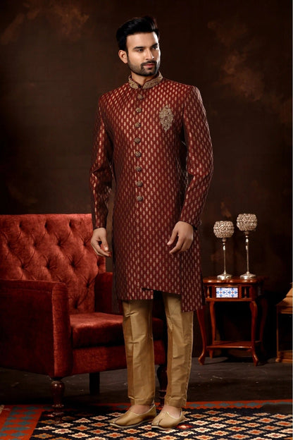 Maroon Colour Art Silk Sherwani SH1040368