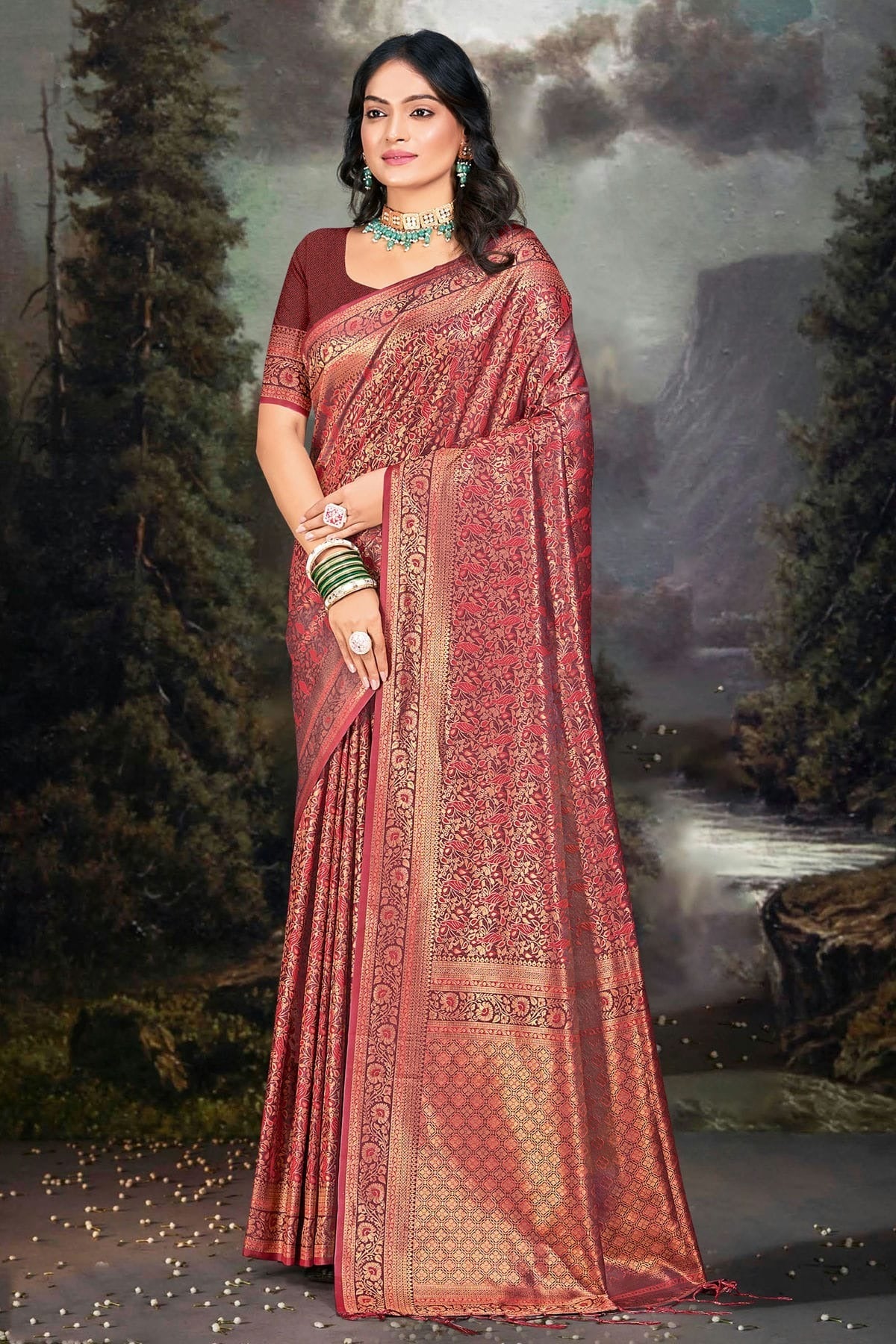 Maroon Colour Banarasi Silk Traditional Saree SD1102378
