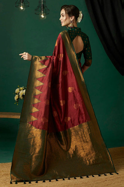Maroon Colour Banarasi Silk Traditional Saree SD1111877 A