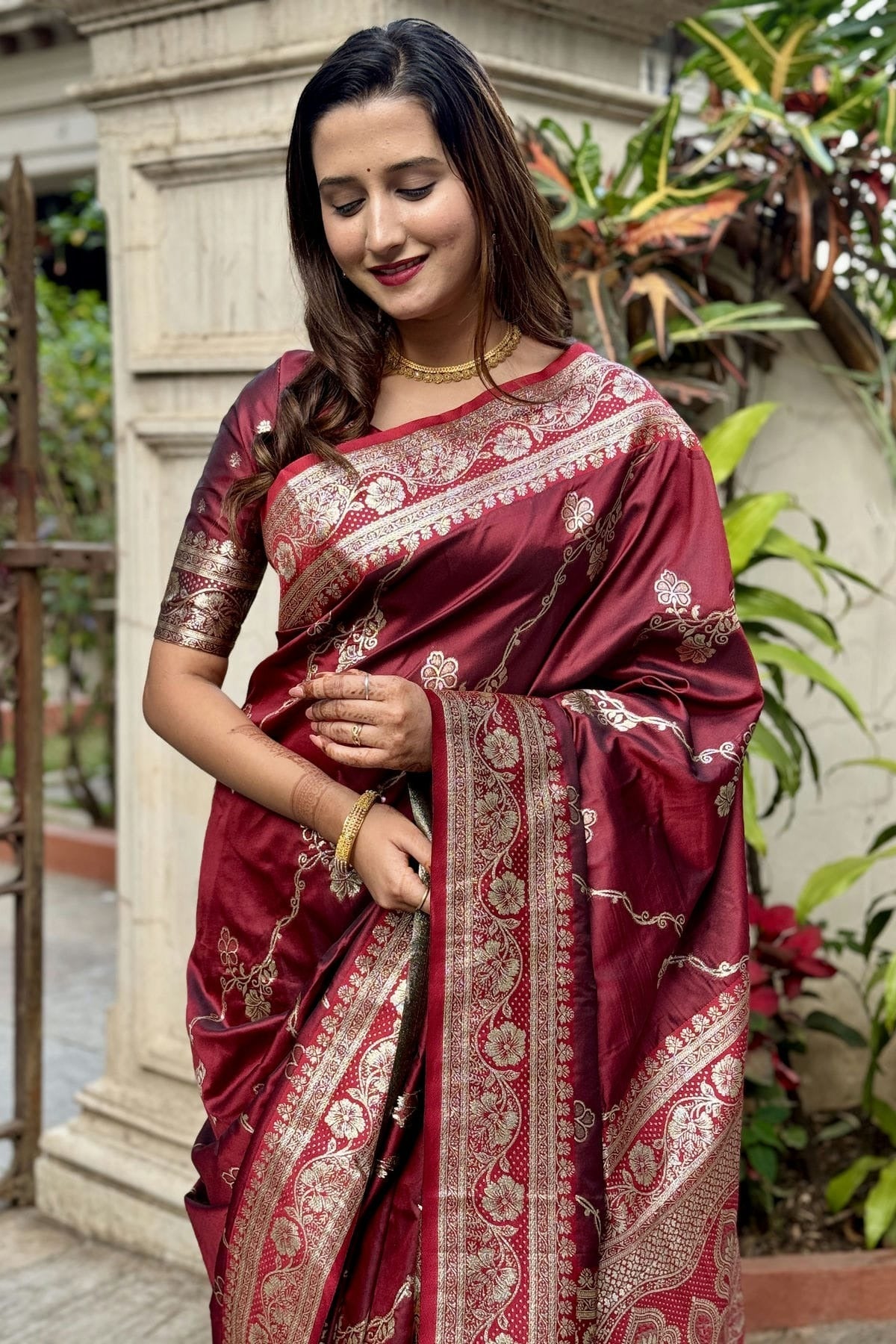 Maroon Colour Banarasi Silk Traditional Saree SD1111939 A