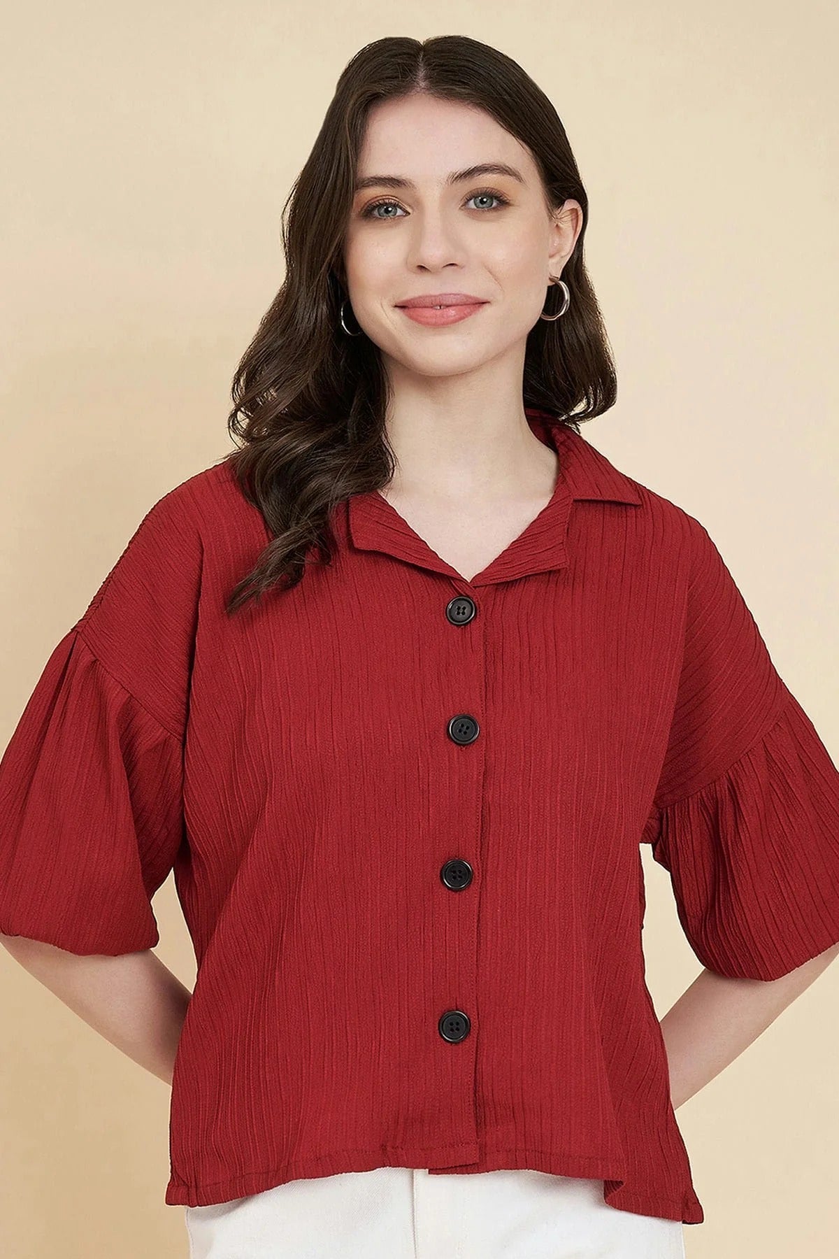 Maroon Colour Boxy Readymade Top TP1110820