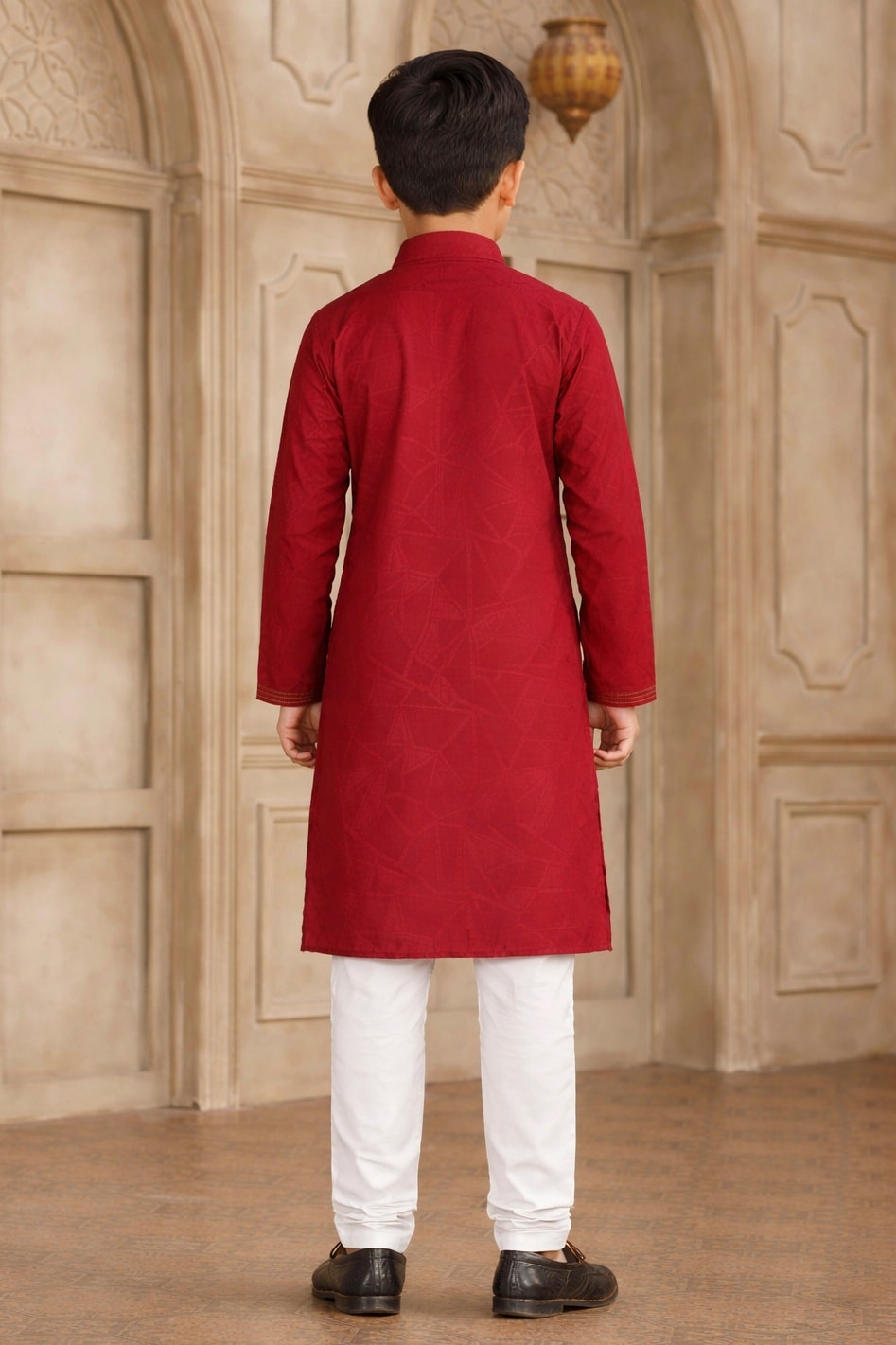 Maroon Colour Brocade Art Silk Pintux Work Kurta Pajama