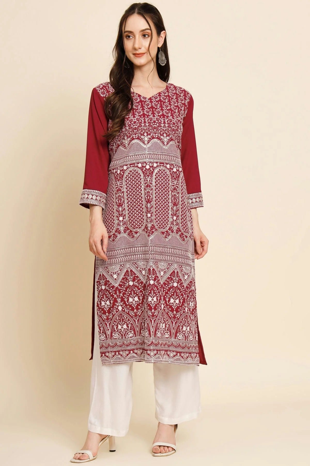 Maroon Colour Butter Crepe Kurti KR1111027