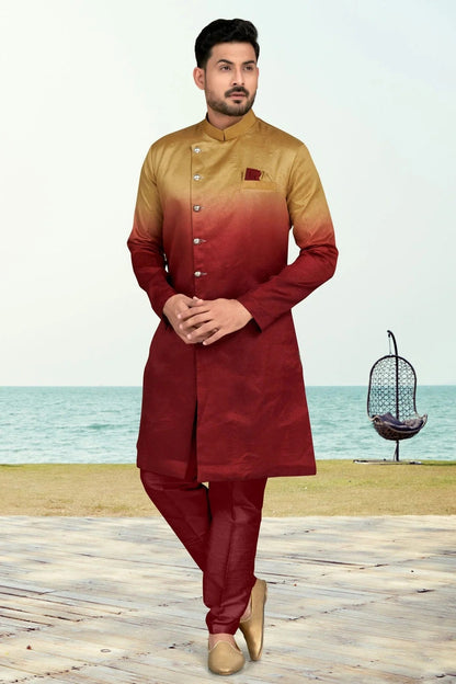 Maroon Colour Champion Silk Indo Western Sherwani SH1040496
