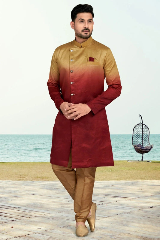 Maroon Colour Champion Silk Indo Western Sherwani SH1040502