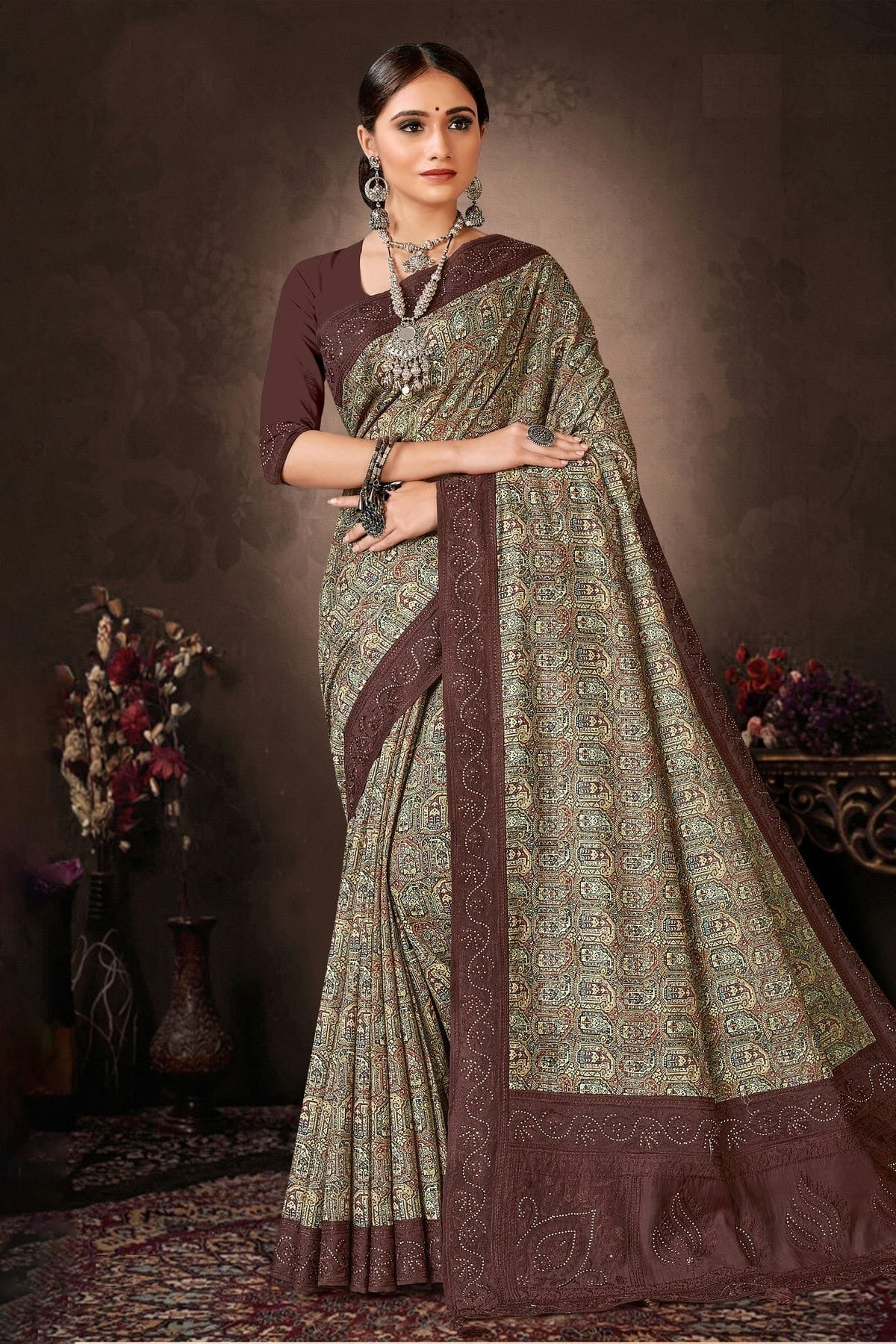 Maroon Colour Chanderi Silk Printed Saree LC1121630