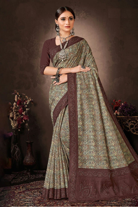 Maroon Colour Chanderi Silk Printed Saree LC1121630