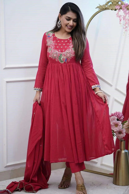 Maroon Colour Chinon Stitched Suit SS1112231