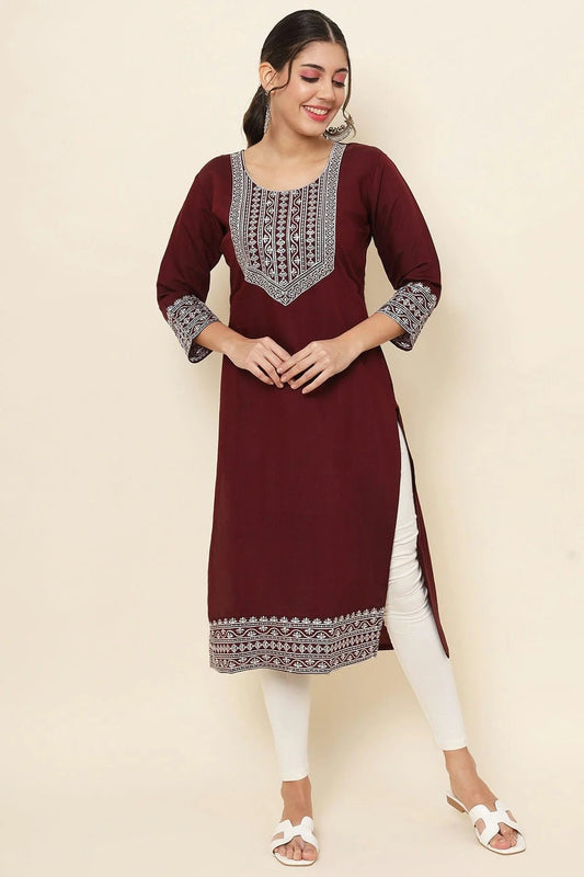 Maroon Colour Cotton Kurti KR1111175