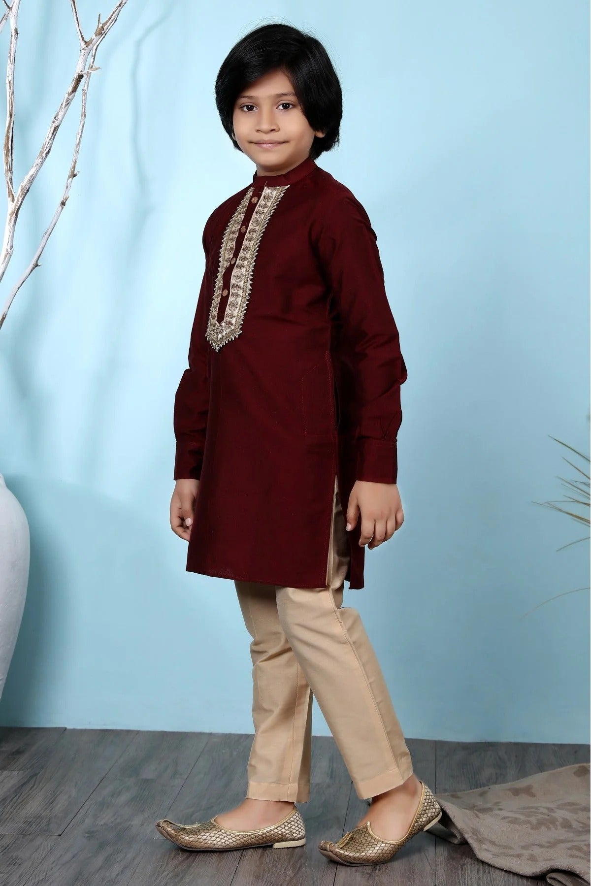 Maroon Colour Cotton Silk Kurta Pajama BW1070062 A