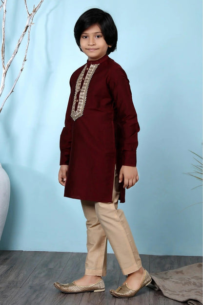 Maroon Colour Cotton Silk Kurta Pajama BW1070062 A