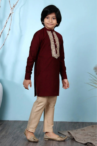 Maroon Colour Cotton Silk Kurta Pajama BW1070062 B