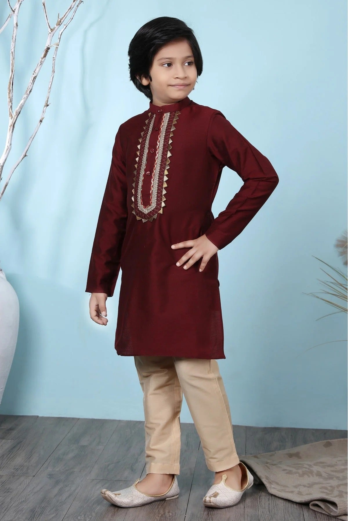 Maroon Colour Cotton Silk Kurta Pajama BW1070068 A