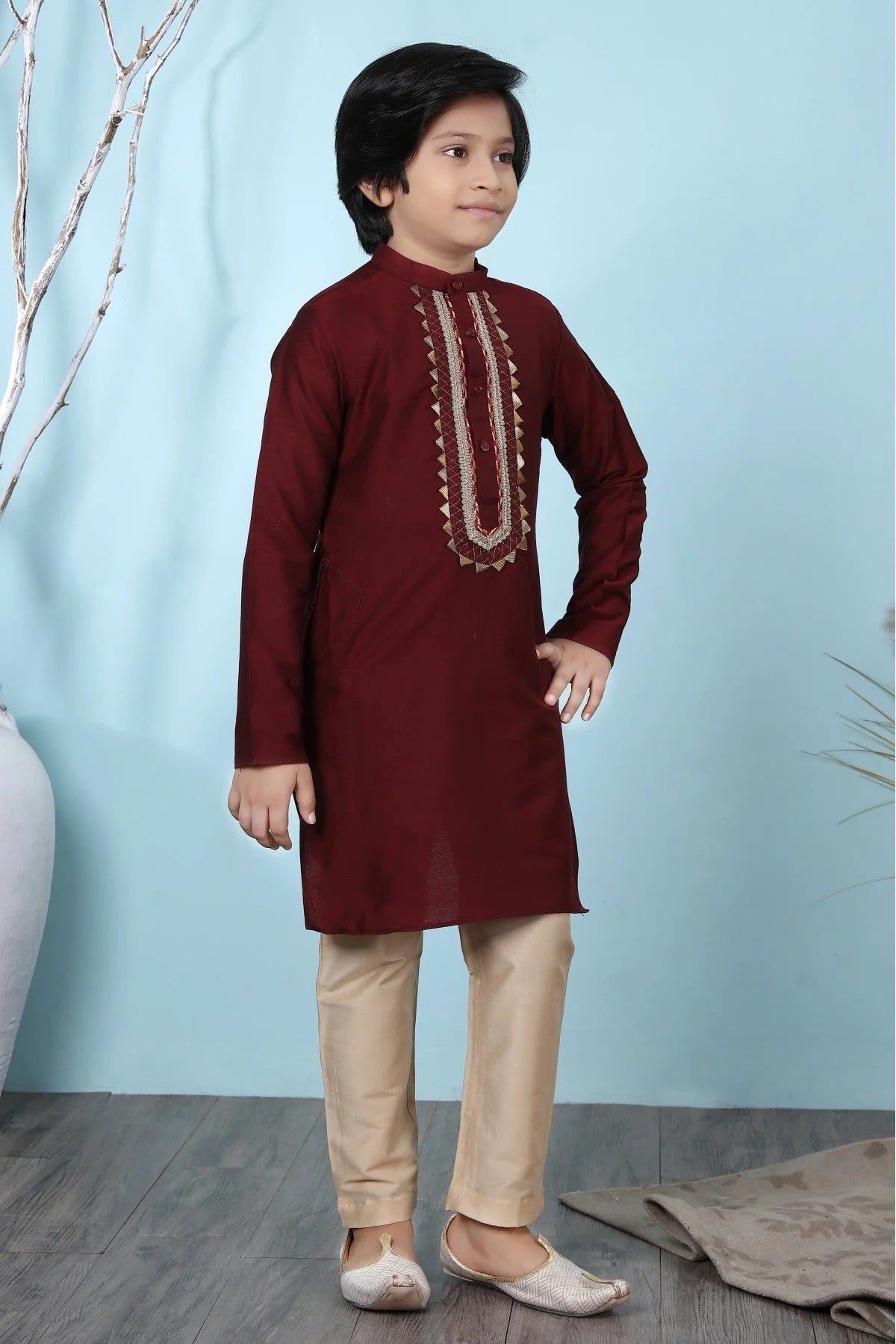 Maroon Colour Cotton Silk Kurta Pajama BW1070068 B