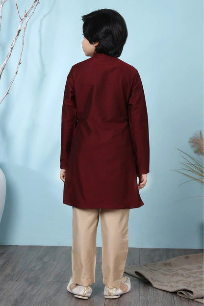 Maroon Colour Cotton Silk Kurta Pajama BW1070068 C