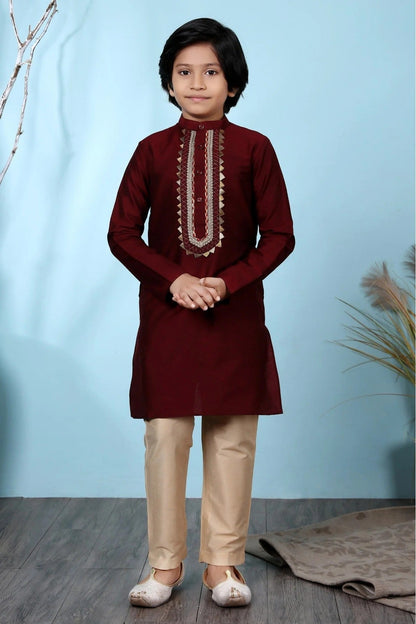 Maroon Colour Cotton Silk Kurta Pajama BW1070068