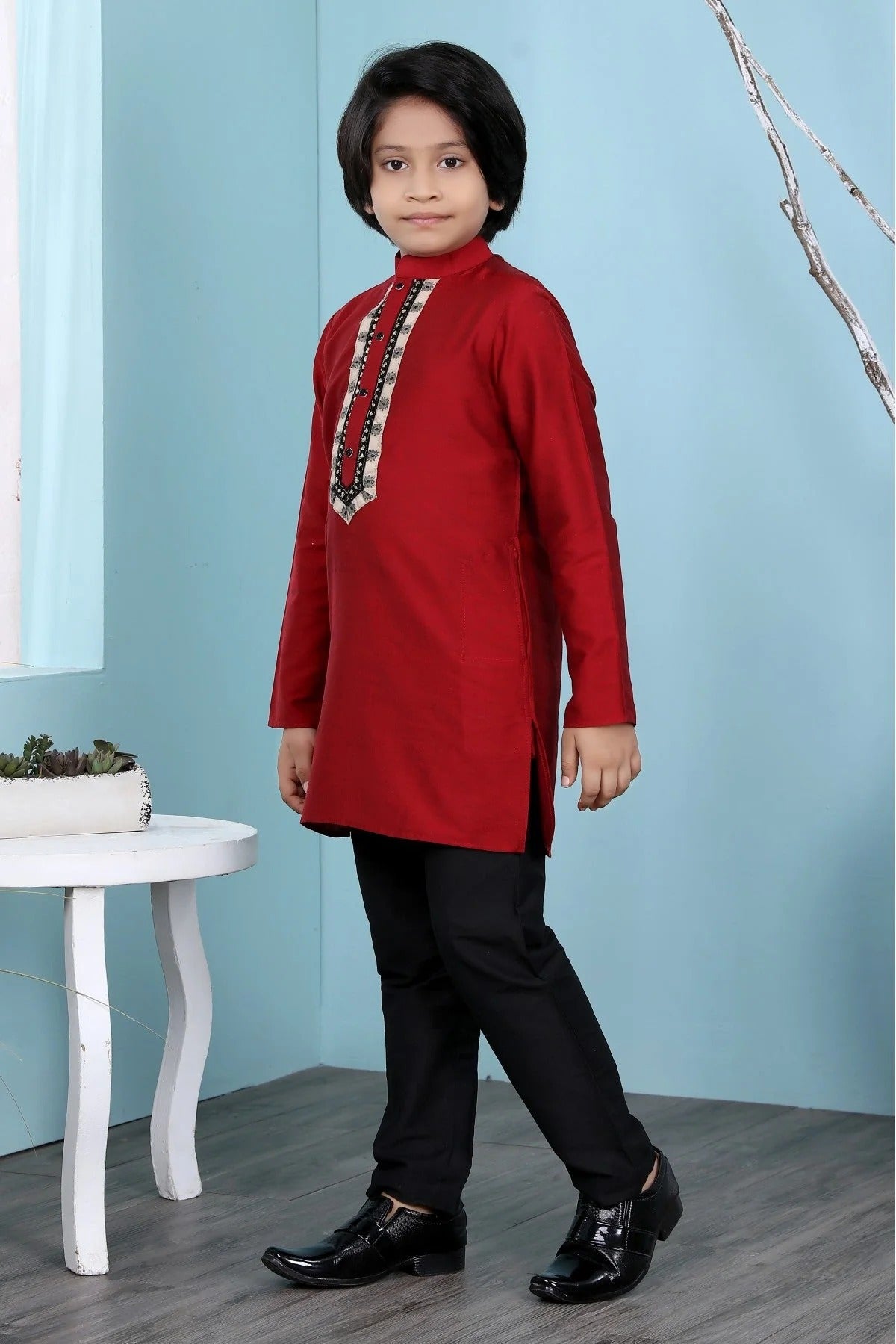 Maroon Colour Cotton Silk Kurta Pajama BW1070081 A