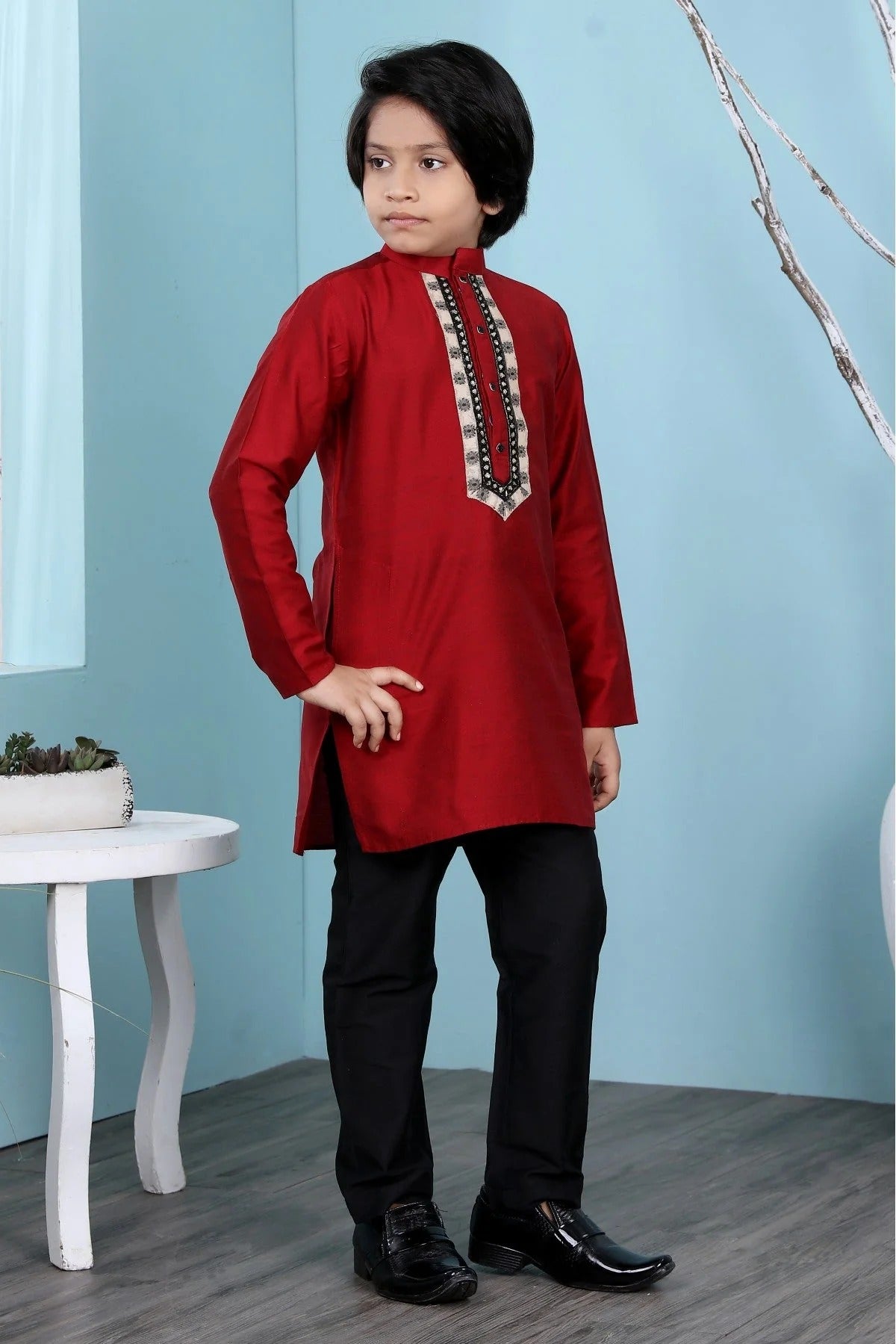 Maroon Colour Cotton Silk Kurta Pajama BW1070081 B