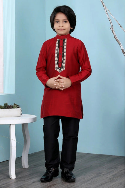 Maroon Colour Cotton Silk Kurta Pajama BW1070081