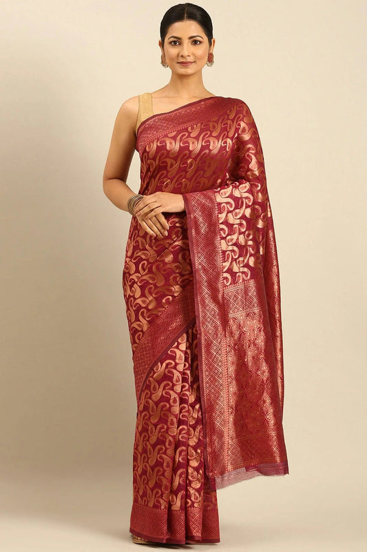 Maroon Colour Cotton Traditional Saree SD1102504