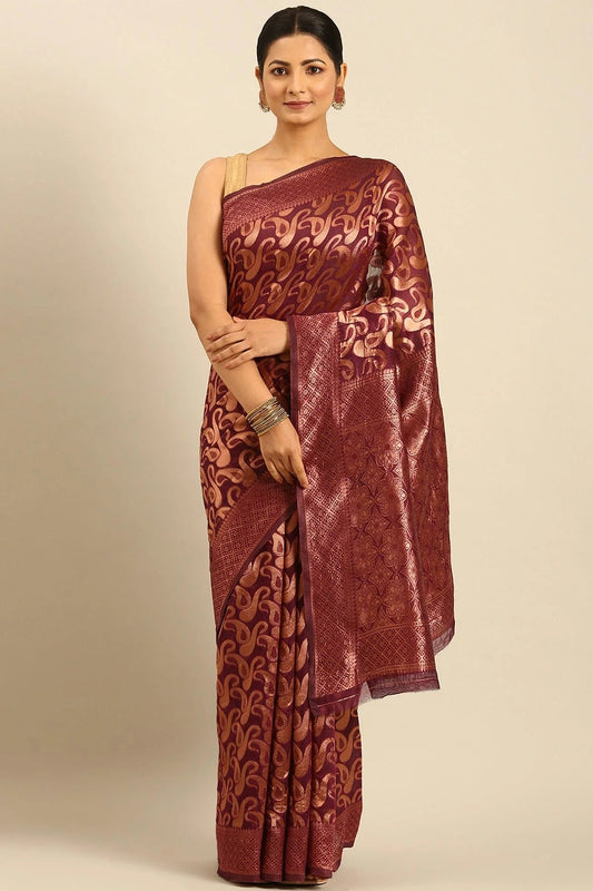 Maroon Colour Cotton Traditional Saree SD1102506