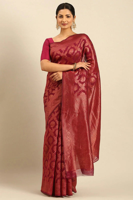 Maroon Colour Cotton Traditional Saree SD1102510