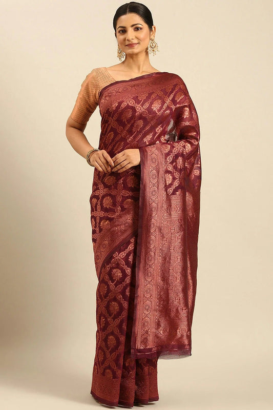 Maroon Colour Cotton Traditional Saree SD1102512
