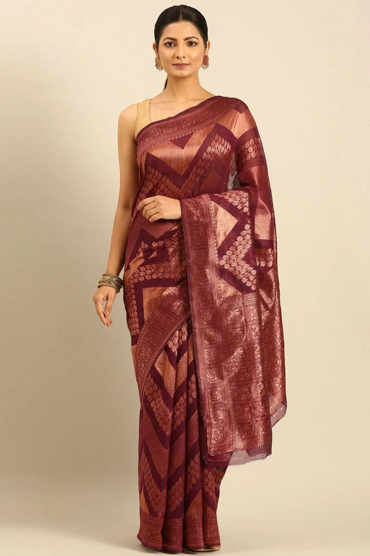 Maroon Colour Cotton Traditional Saree SD1102514