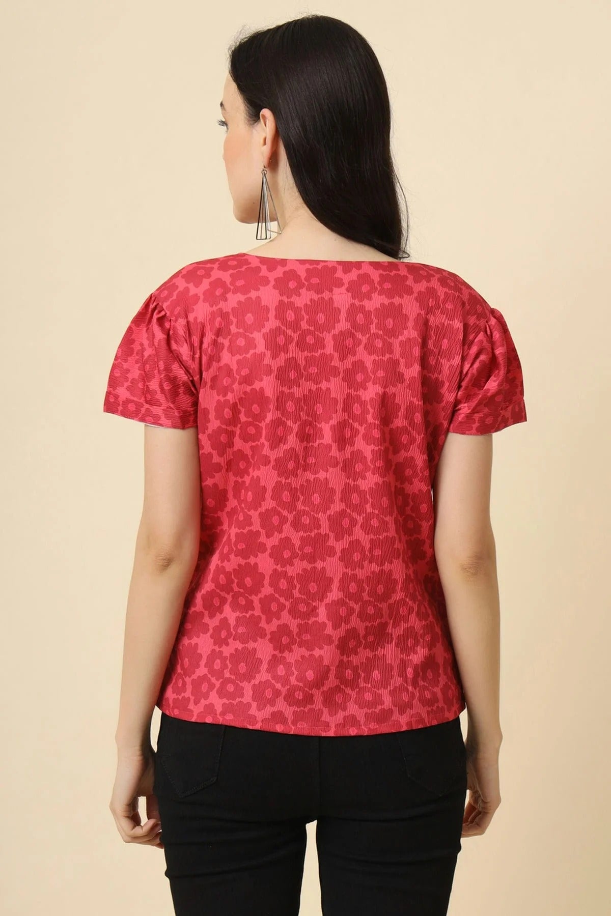 Maroon Colour Crepe Readymade Top TP1110838 A
