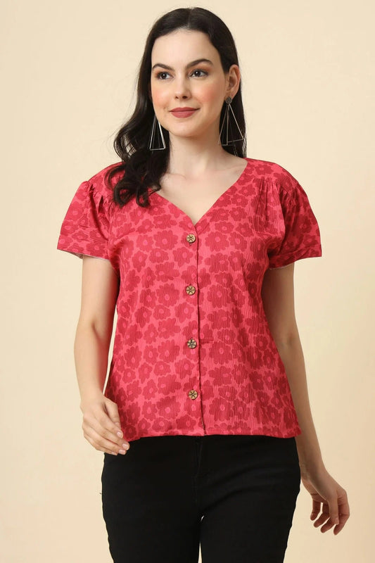 Maroon Colour Crepe Readymade Top TP1110838