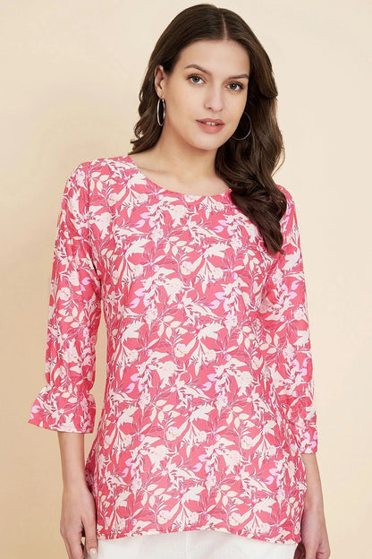 Maroon Colour Crush Crepe Readymade Top TP1110842