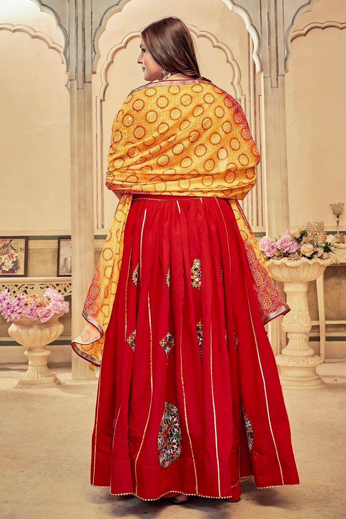 Maroon Colour Embroidery Work Cotton Silk Navratri Lehenga LD1170028 A