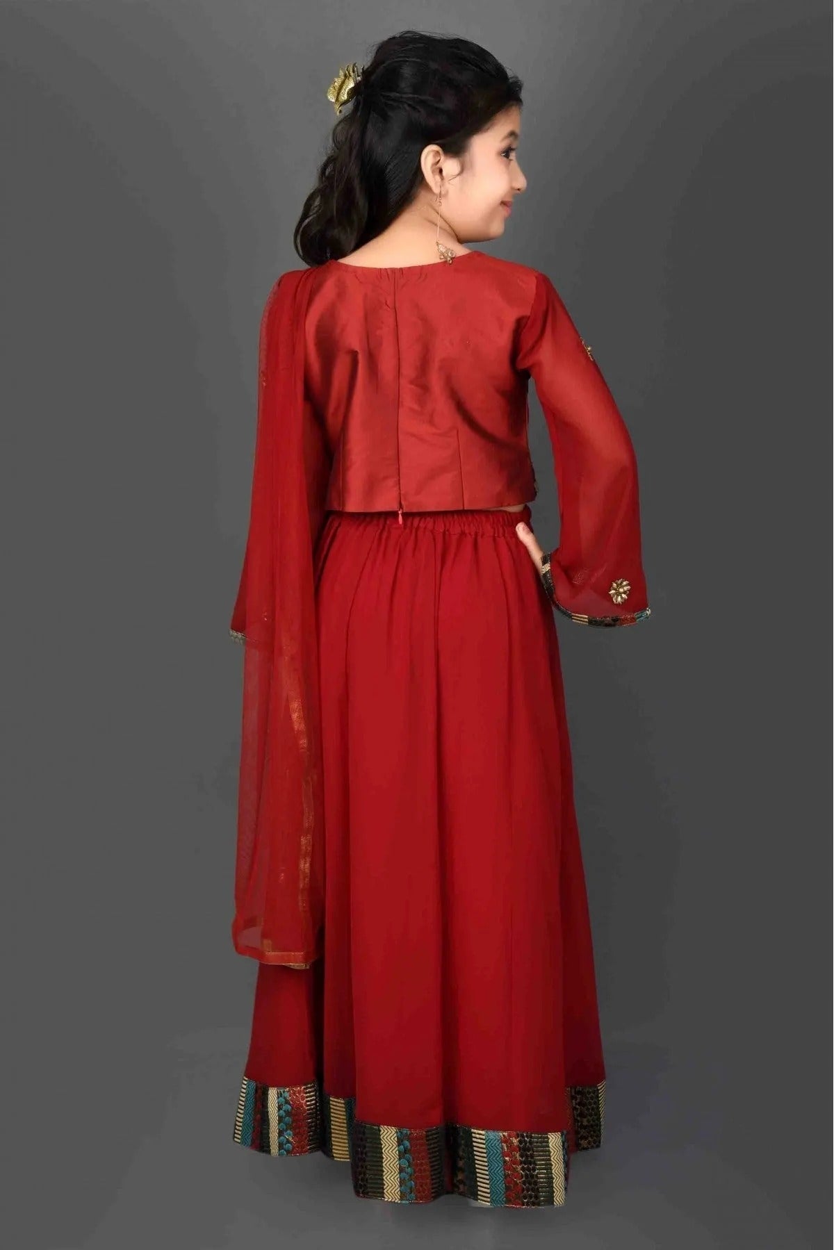 Maroon Colour Faux Georgette Embroidery Lehenga Choli GW1070046 A