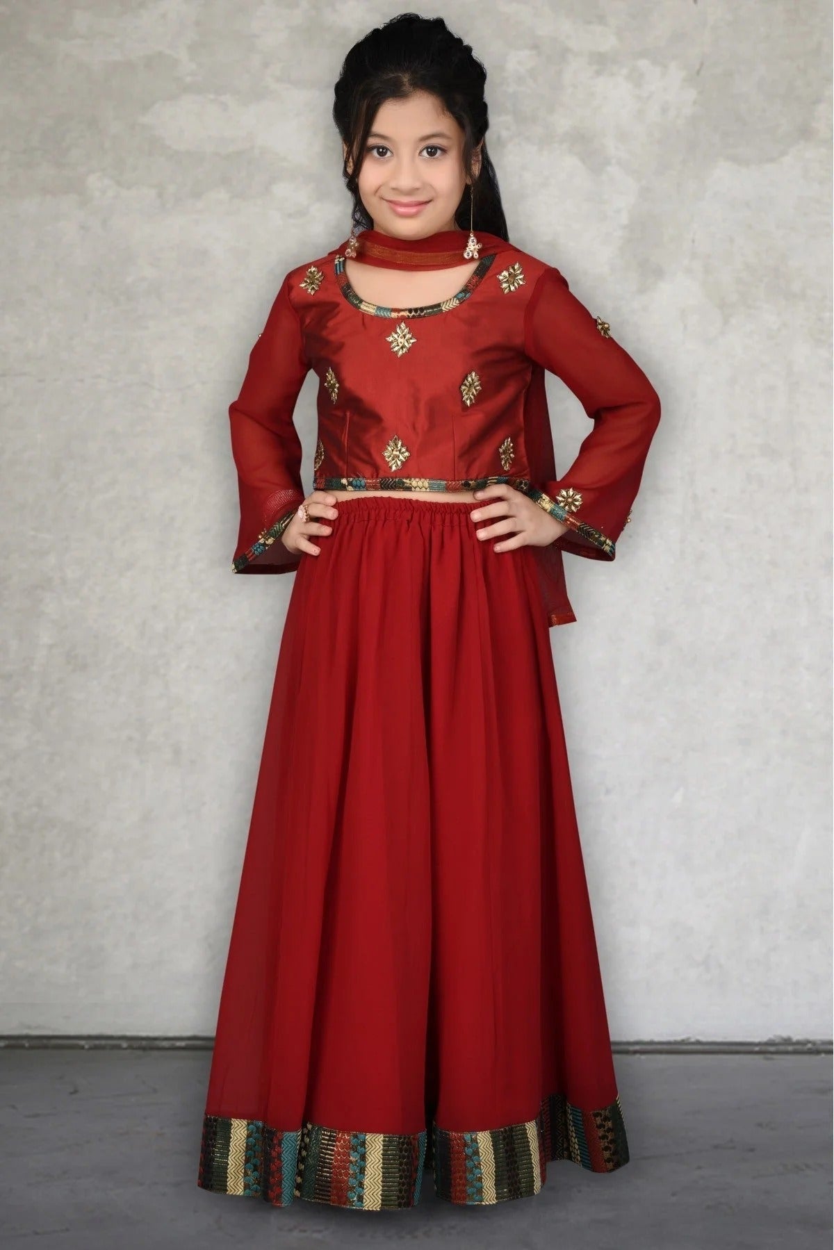 Maroon Colour Faux Georgette Embroidery Lehenga Choli GW1070046