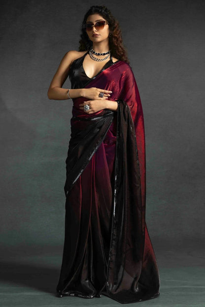 Maroon Colour Fendi Satin Silk Ready To Wear Saree SD1122031