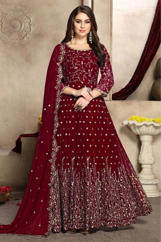 Maroon Colour Georgette Anarkali Suit SM1050012