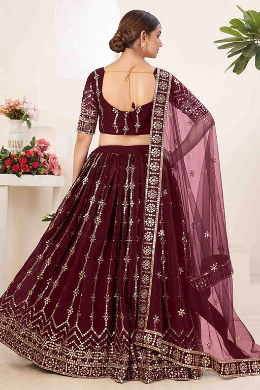 Maroon Colour Georgette Designer Lehenga Choli LC1240025 A