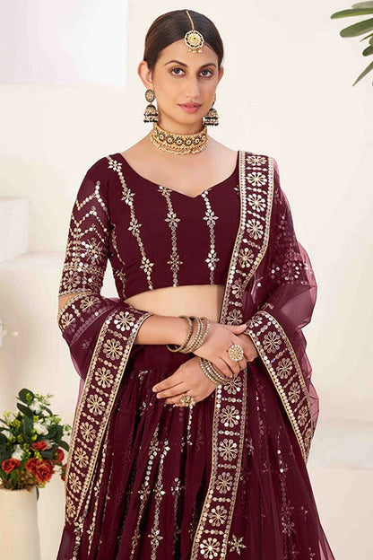 Maroon Colour Georgette Designer Lehenga Choli LC1240025 B