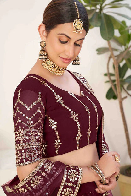 Maroon Colour Georgette Designer Lehenga Choli LC1240025 C