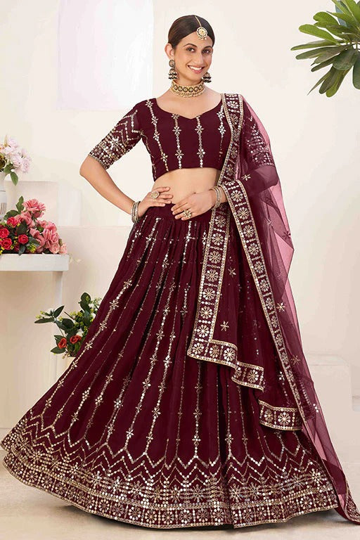 Maroon Colour Georgette Designer Lehenga Choli LC1240025