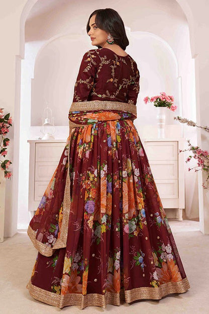 Maroon Colour Georgette Designer Lehenga Choli LC1240044 A