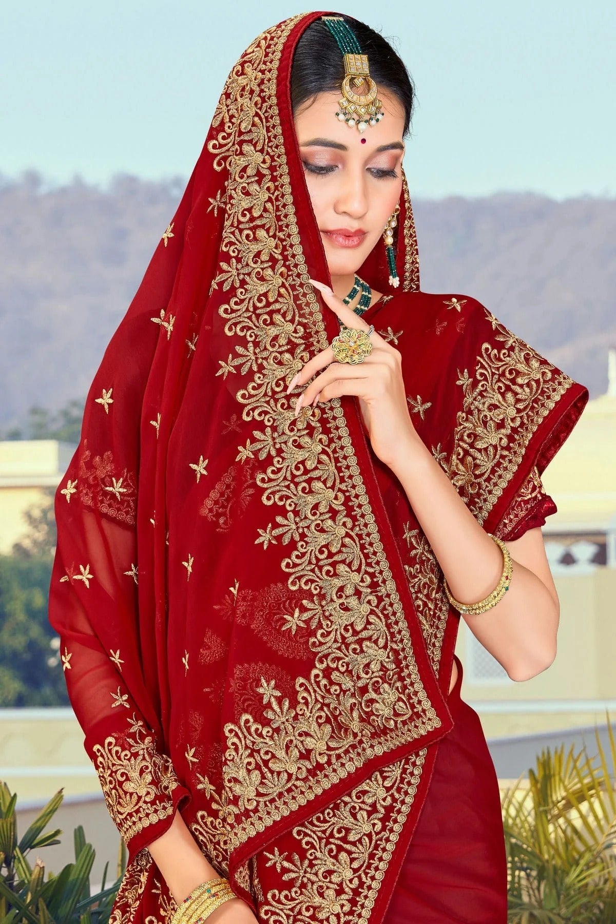 Maroon Colour Georgette Designer Saree LC1121374 A