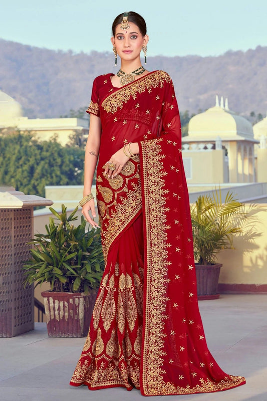 Maroon Colour Georgette Designer Saree LC1121374